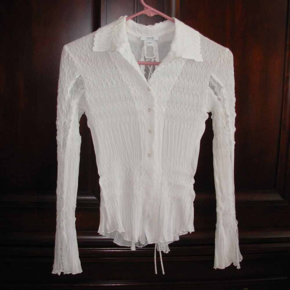 Cache EUC knockout! lace and pleat top